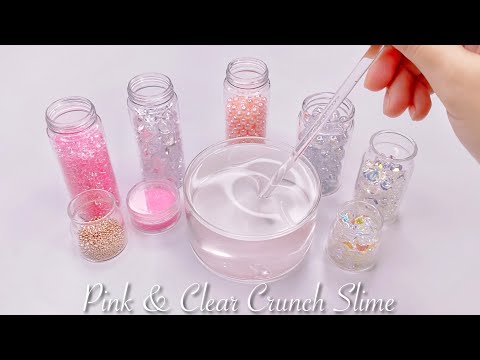 【ASMR】💗可愛いピンククランチビーズスライム💖【音フェチ】Pink & clear crunch slime