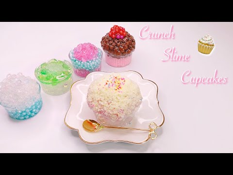 【ASMR】🧁パチパチゴリゴリビーズカップケーキスライム💝【音フェチ】Crunch Slime Cupcakes 크런치 컵케이크슬라임